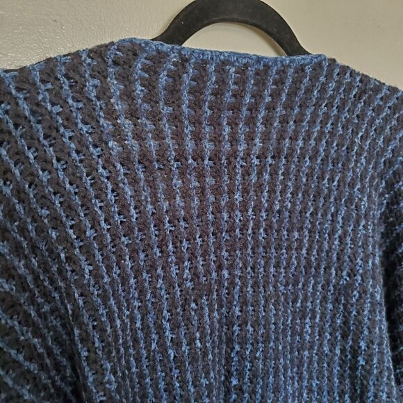 Vintage Y2K Sweater Blue Black Knit Chenille Accents Dolman Sleeves *READ* - Picture 9 of 12